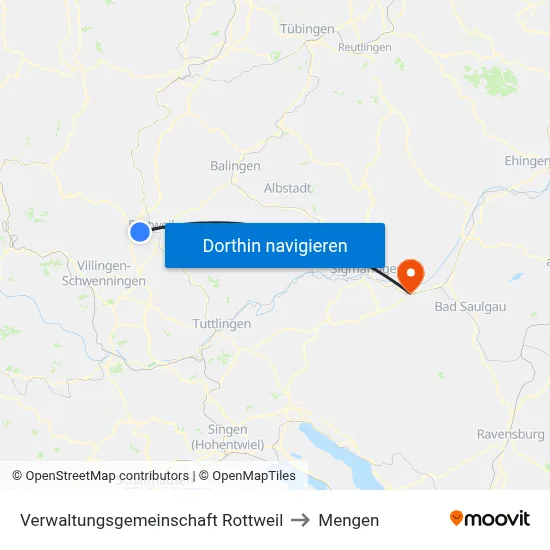 Verwaltungsgemeinschaft Rottweil to Mengen map