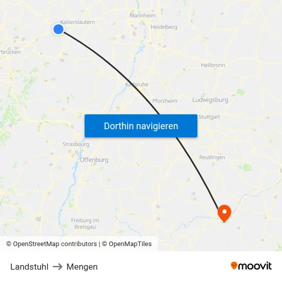 Landstuhl to Mengen map