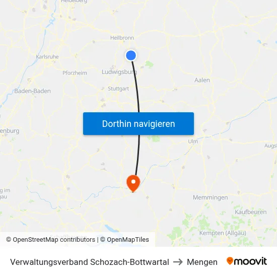 Verwaltungsverband Schozach-Bottwartal to Mengen map