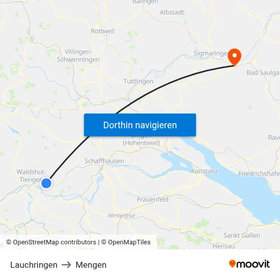 Lauchringen to Mengen map