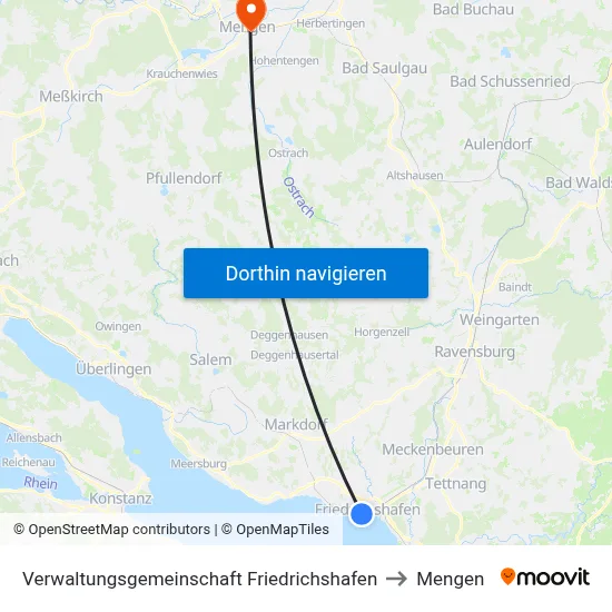 Verwaltungsgemeinschaft Friedrichshafen to Mengen map