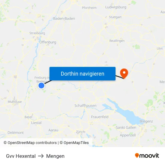 Gvv Hexental to Mengen map