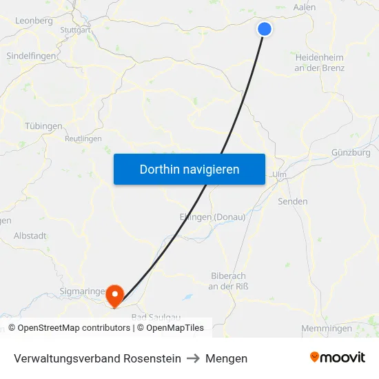 Verwaltungsverband Rosenstein to Mengen map