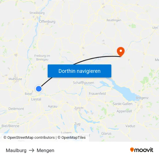 Maulburg to Mengen map