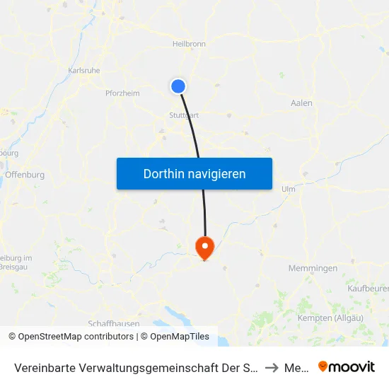Vereinbarte Verwaltungsgemeinschaft Der Stadt Bietigheim-Bissingen to Mengen map