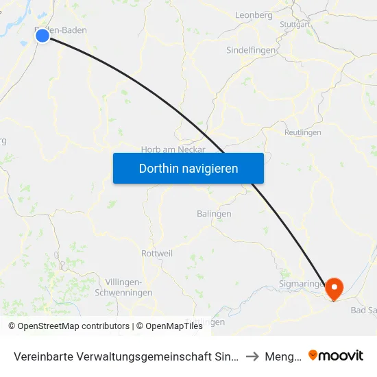 Vereinbarte Verwaltungsgemeinschaft Sinzheim to Mengen map