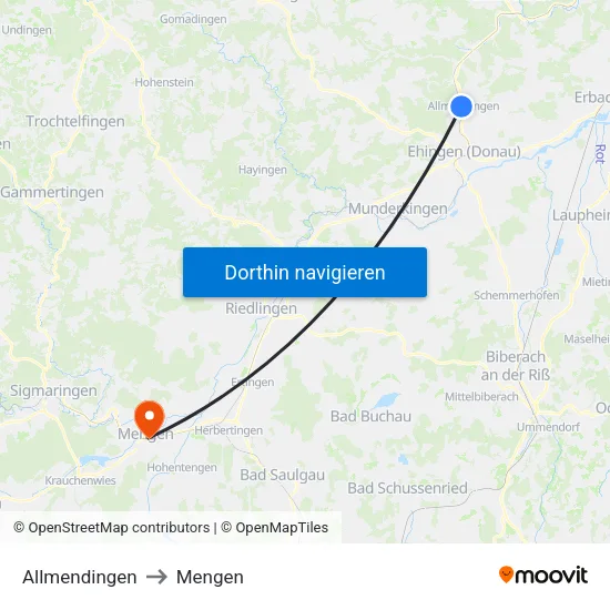 Allmendingen to Mengen map