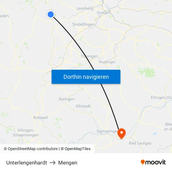 Unterlengenhardt to Mengen map