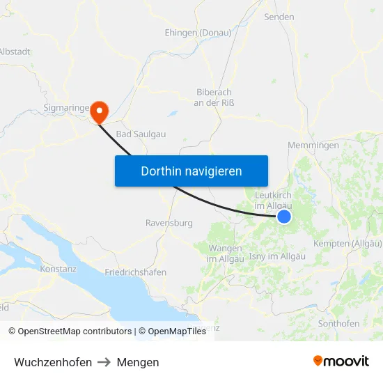 Wuchzenhofen to Mengen map