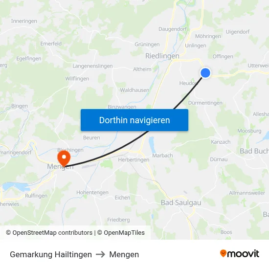 Gemarkung Hailtingen to Mengen map