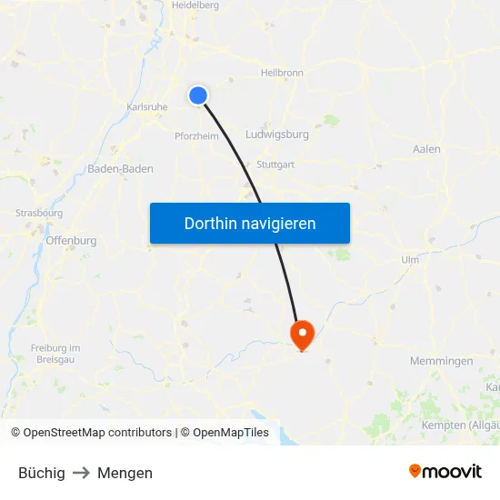 Büchig to Mengen map