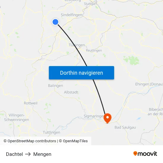 Dachtel to Mengen map