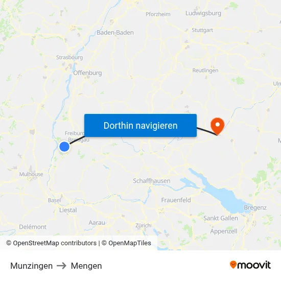 Munzingen to Mengen map