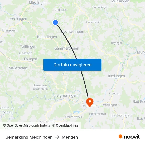 Gemarkung Melchingen to Mengen map