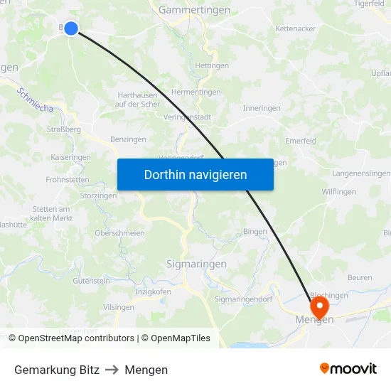 Gemarkung Bitz to Mengen map