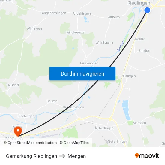 Gemarkung Riedlingen to Mengen map