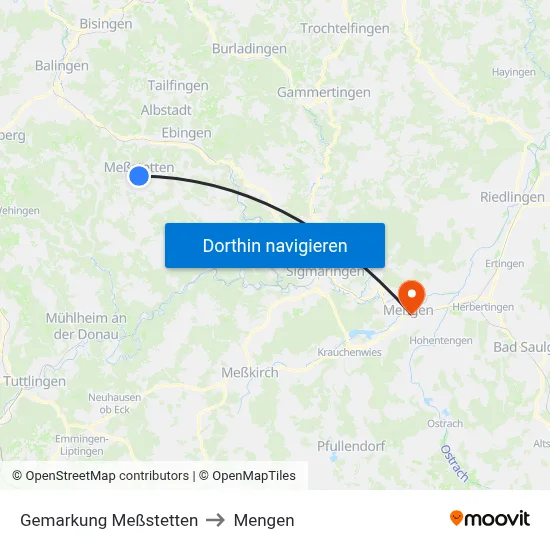 Gemarkung Meßstetten to Mengen map