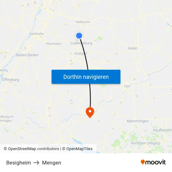 Besigheim to Mengen map