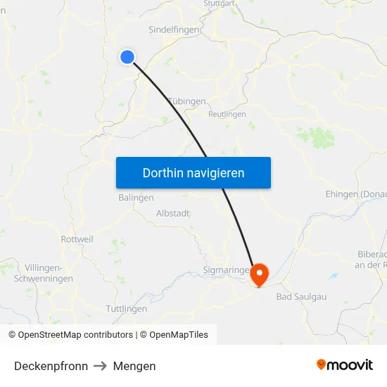 Deckenpfronn to Mengen map