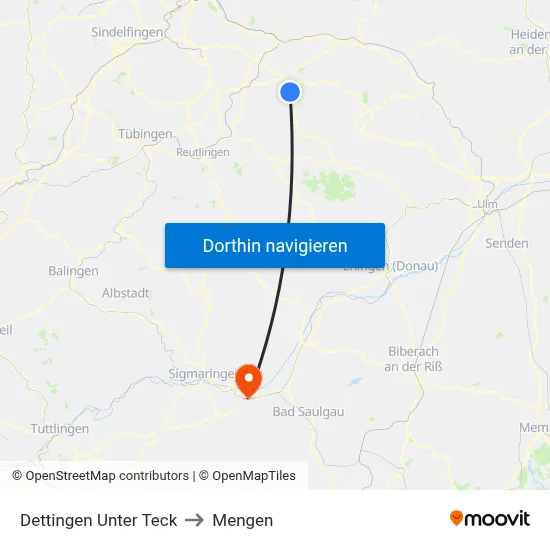 Dettingen Unter Teck to Mengen map