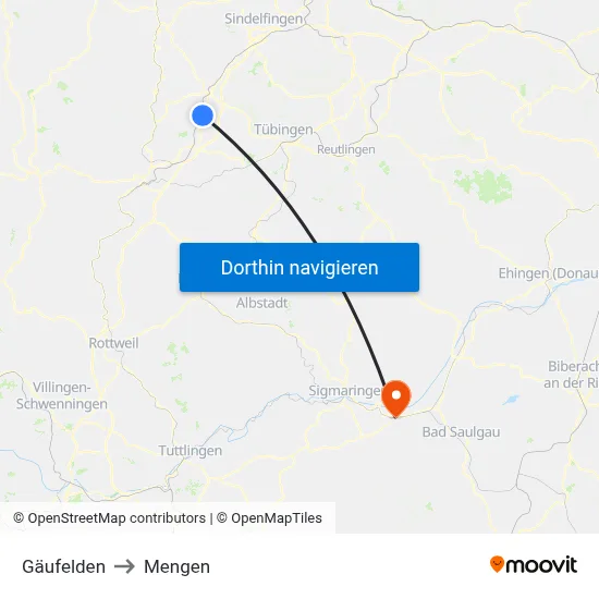 Gäufelden to Mengen map