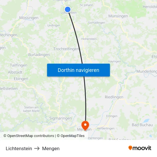 Lichtenstein to Mengen map