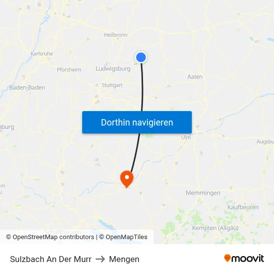 Sulzbach An Der Murr to Mengen map