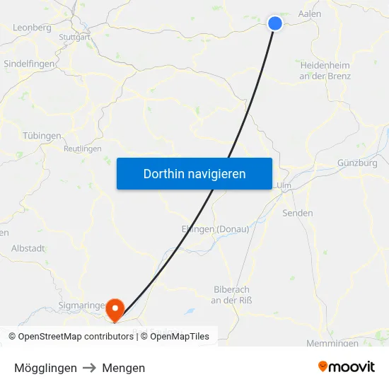 Mögglingen to Mengen map