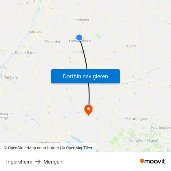 Ingersheim to Mengen map