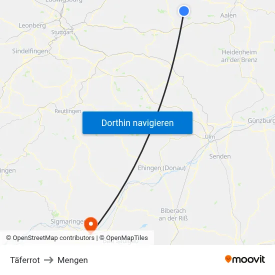 Täferrot to Mengen map