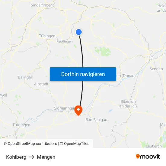 Kohlberg to Mengen map