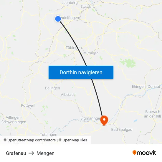 Grafenau to Mengen map