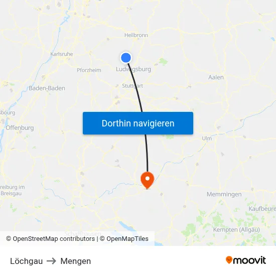 Löchgau to Mengen map