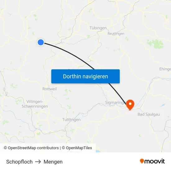 Schopfloch to Mengen map