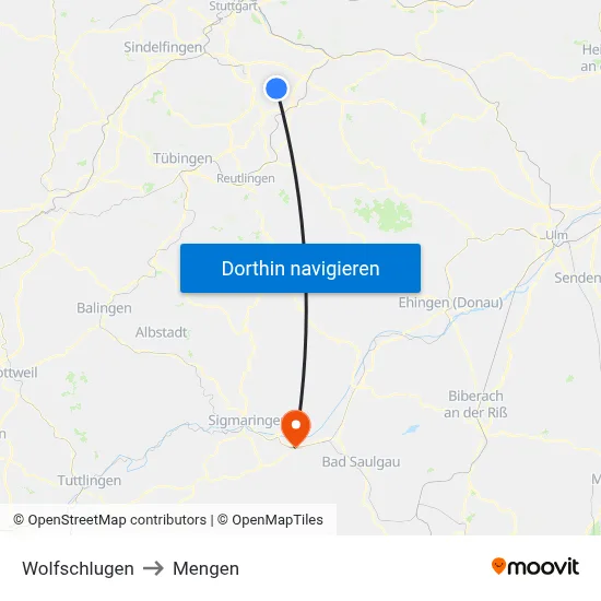 Wolfschlugen to Mengen map