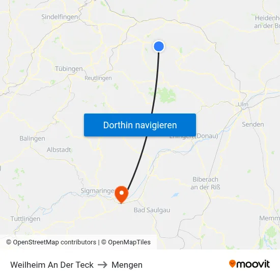 Weilheim An Der Teck to Mengen map