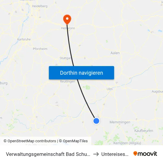 Verwaltungsgemeinschaft Bad Schussenried to Untereisesheim map