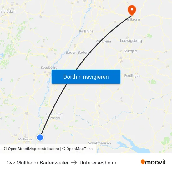 Gvv Müllheim-Badenweiler to Untereisesheim map