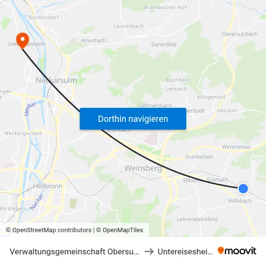 Verwaltungsgemeinschaft Obersulm to Untereisesheim map