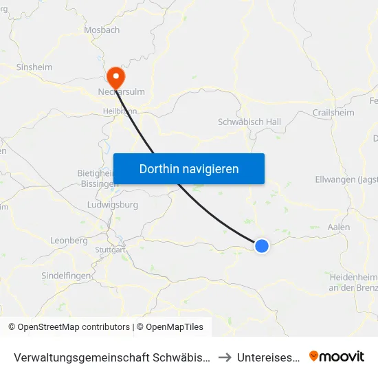 Verwaltungsgemeinschaft Schwäbisch Gmünd to Untereisesheim map