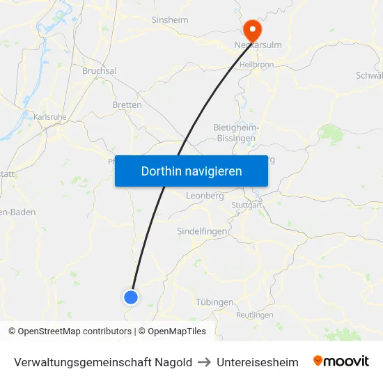 Verwaltungsgemeinschaft Nagold to Untereisesheim map