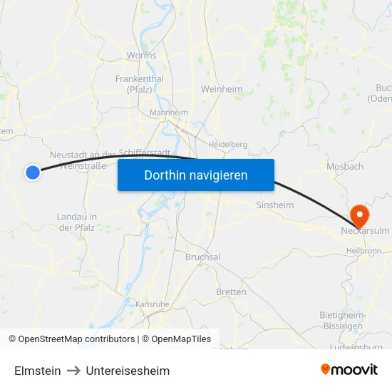 Elmstein to Untereisesheim map