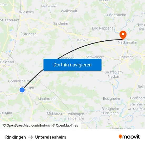 Rinklingen to Untereisesheim map