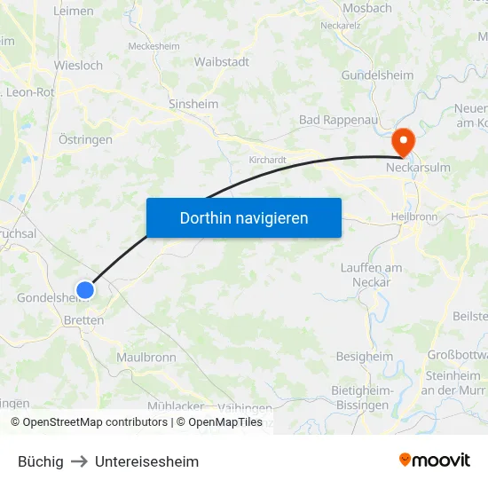 Büchig to Untereisesheim map
