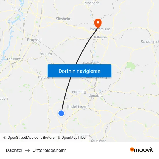 Dachtel to Untereisesheim map