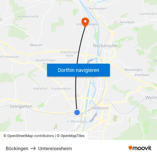 Böckingen to Untereisesheim map