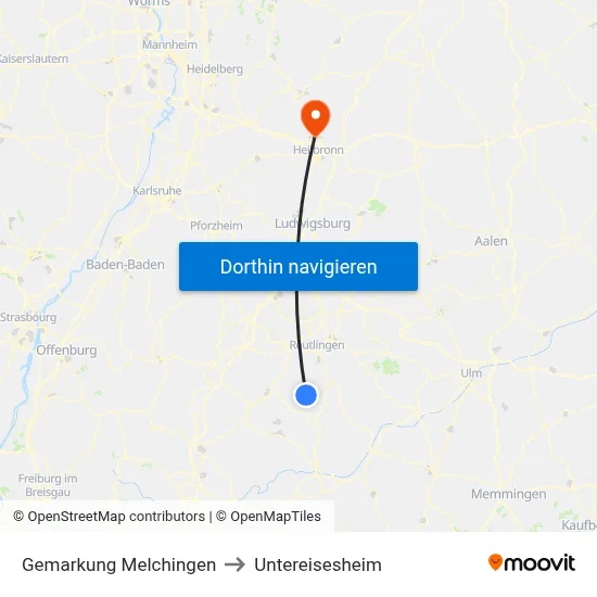 Gemarkung Melchingen to Untereisesheim map