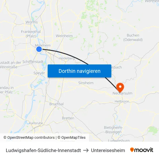 Ludwigshafen-Südliche-Innenstadt to Untereisesheim map