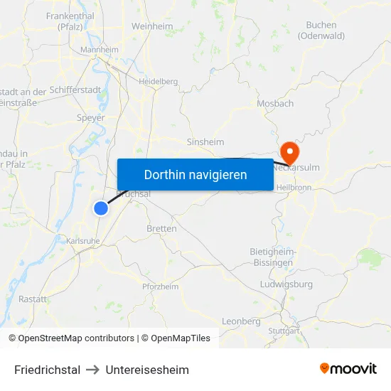 Friedrichstal to Untereisesheim map