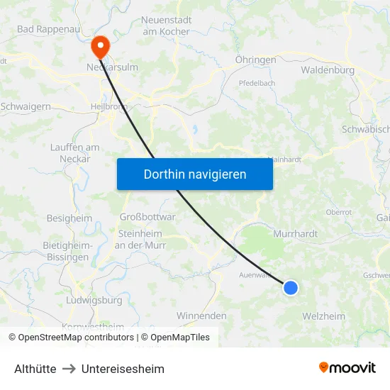 Althütte to Untereisesheim map